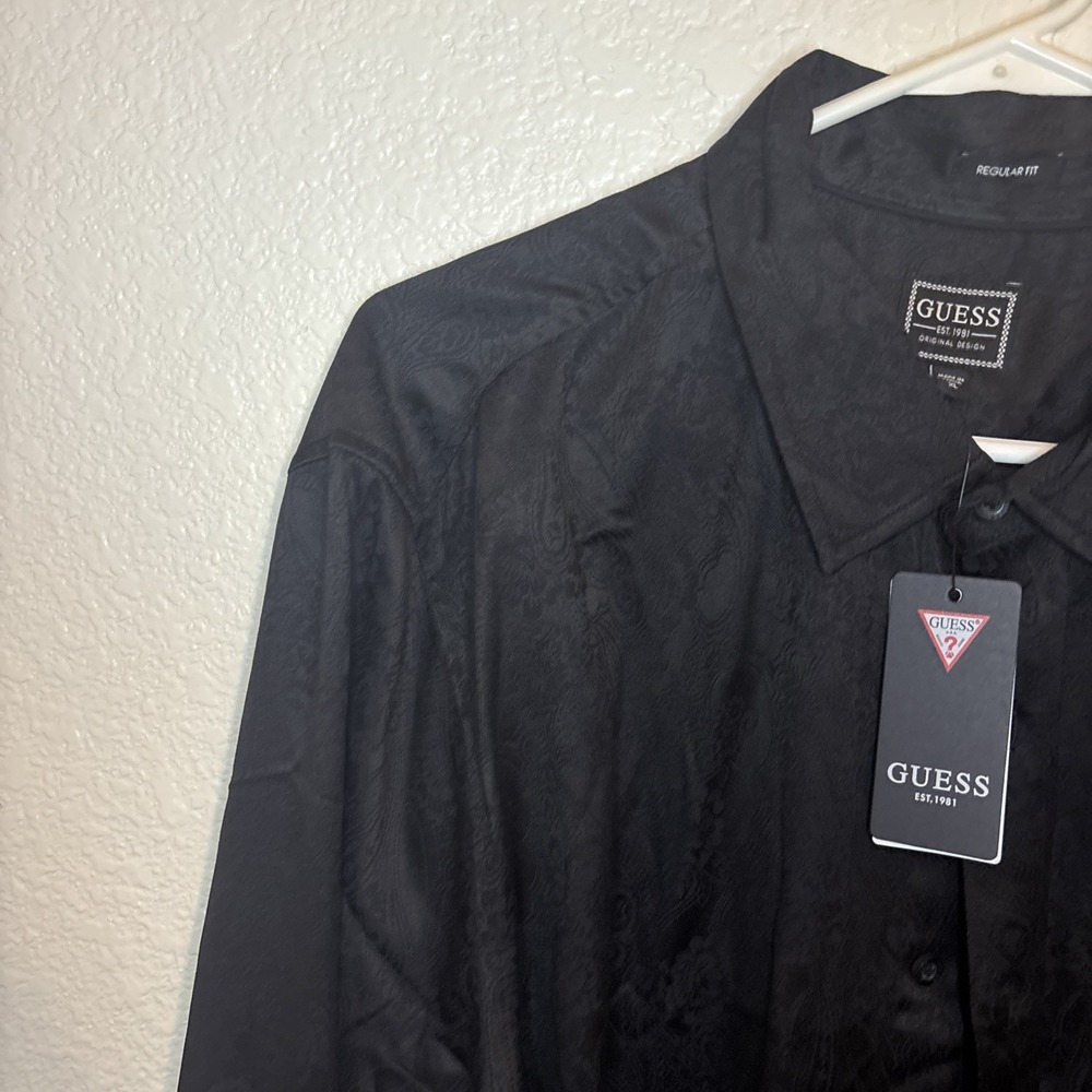 Guess Men's regular fit Shirt Long‎ Sleeves Paisley Print Allover Size XL - Picture 3 of 16